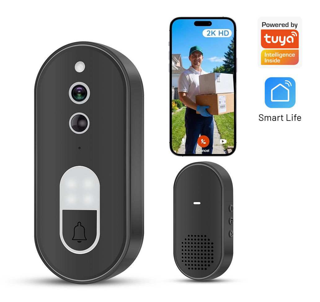 Home Security Tech - ทูย่า 1080P HD ไร้สายไวไฟวิดีโอกริ่งประตูกล้องรักษาความปลอดภัยบ้านอัจฉริยะเสียงสองทางการมองเห็นตอนกลางคืนการตรวจจับการเคลื่อนไหว IP65 กันน้ำ