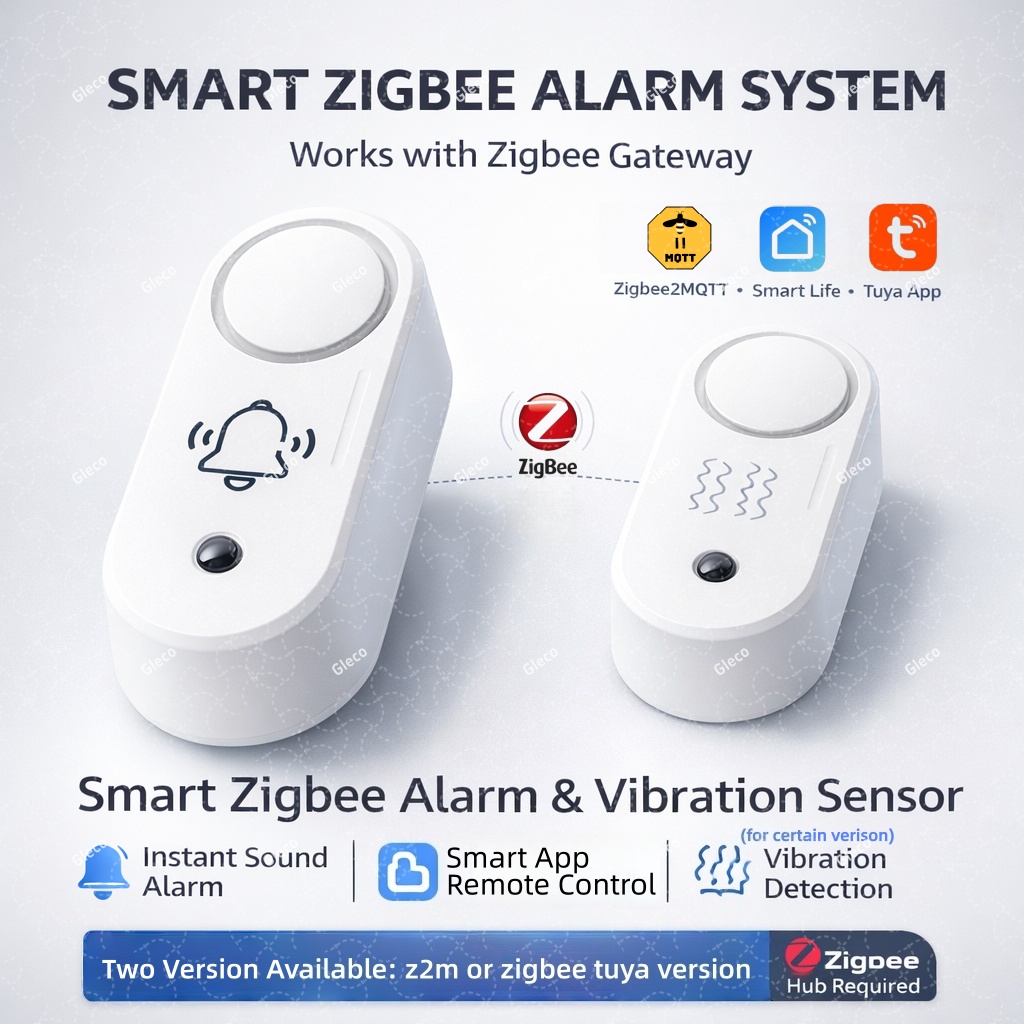 Home Security Siren - ไซเรนเตือนภัย Zigbee พร้อมระบบตรวจจับการสั่นสะเทือน ไฟกระพริบ และเสียงเตือน สำหรับระบบรักษาความปลอดภัยภายในบ้าน