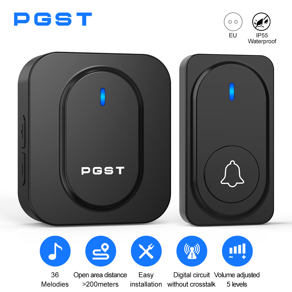 Home Security Diy - PGST กริ่งประตูไร้สาย 36 เสียงเรียกเข้า ไฟ LED