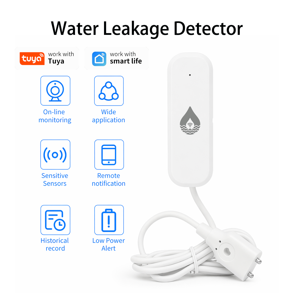 Home Security Monitoring - YFK WiFi/Zigbee เซ็นเซอร์แจ้งเตือนการรั่วไหลของน้ำทูย่าอุปกรณ์อัจฉริยะ การตรวจสอบระดับน้ำ การแจ้งเตือนพลังงานต่ำ ระบบรักษาความปลอดภัยบ้านอัจฉริยะ