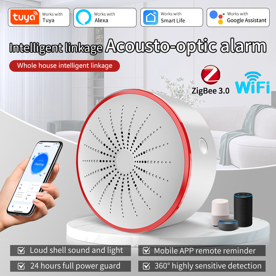 Home Security Deals - ทูย่า ไวไฟ ซิกบีไซเรนเตือนภัยอัจฉริยะ เสียงและไฟเตือนภัยอัจฉริยะ ระบบรักษาความปลอดภัยภายในบ้าน อเล็กซา