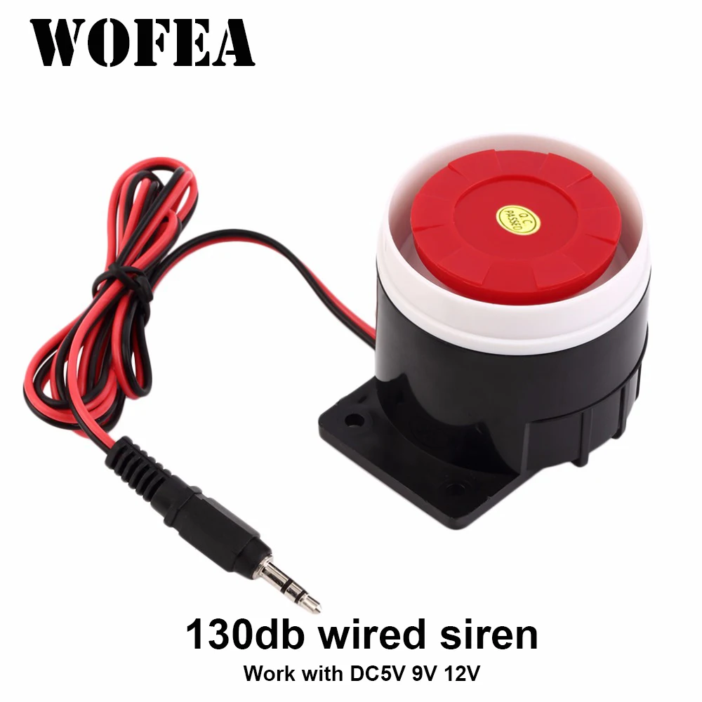 Home Security Siren - ไซเรนเสียงเตือนภัยแบบมีสาย WOFEA 130 เดซิเบล สำหรับระบบเตือนภัย ใช้ได้กับไฟ