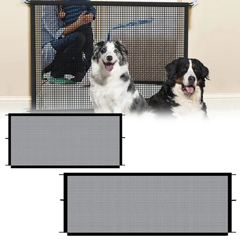 Home Security Fence - สัตว์เลี้ยงสุนัขรั้วพร้อม 4 ตะขอสัตว์เลี้ยงแยกสุทธิใหม่พับBreathableตาข่ายรั้วไม่มีเจาะป้องกันBarrierสุนัขSafet