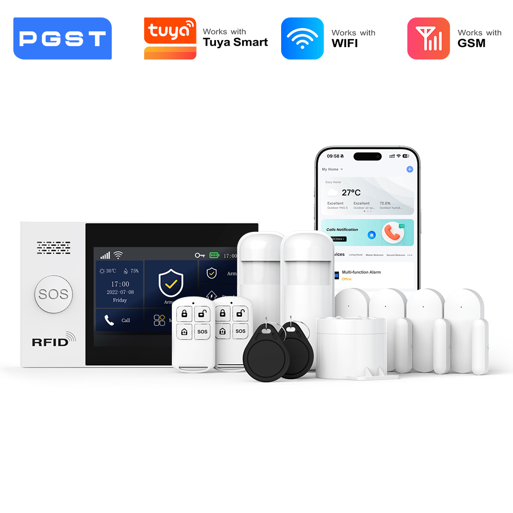 Home Security Diy - PGST 2G GSM ชุดระบบเตือนภัยอินเตอร์เน็ตไร้สาย ชุดระบบรักษาความปลอดภัยภายในบ้านแบบไร้สาย ทำงานร่วมกับทูย่า