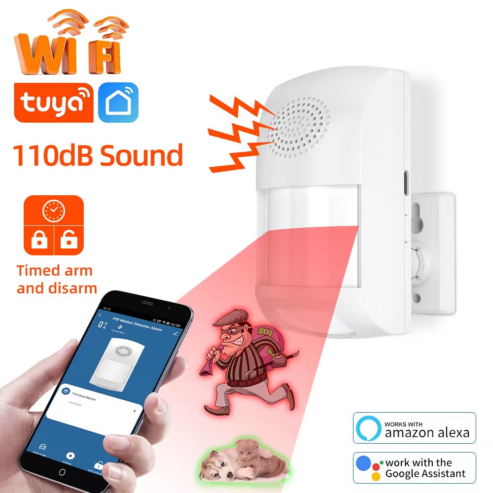 Home Security Siren - Tuya WiFi อินฟราเรด PIR เซ็นเซอร์การเคลื่อนไหวความปลอดภัยป้องกันเครื่องตรวจจับการเคลื่อนไหวกันขโมยเสียงปลุก Smart