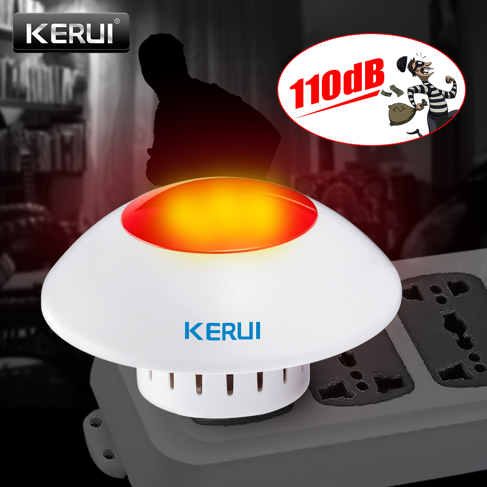 Home Security Siren - KERUI J009 Loud ไซเรนในร่มไร้สายกระพริบไซเรนฮอร์นปลุกแสงสีแดง Strobe ไซเรนสําหรับ