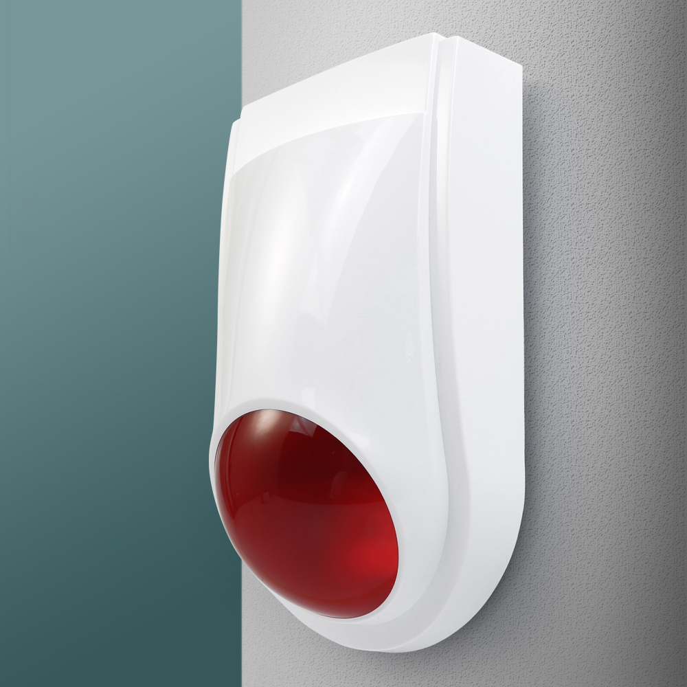Home Security Siren - ไซเรนแฟลชไร้สาย E6 กลางแจ้งและในร่มไฟ LED สีแดง 120dB
