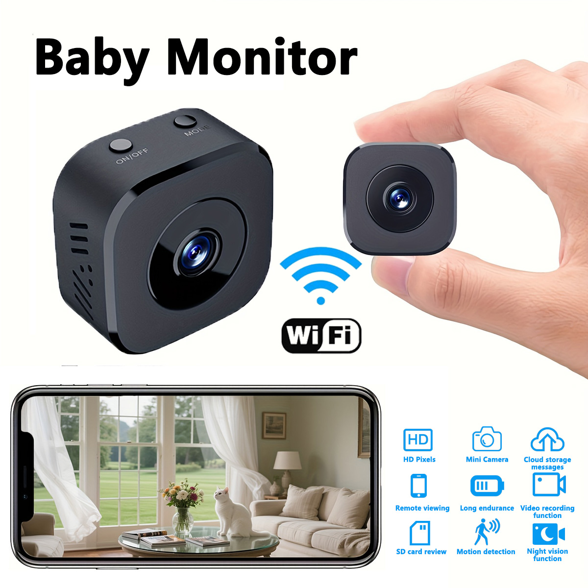 Home Security Monitoring - 1080P HD Mini WiFi กล้องความปลอดภัยในร่มการเฝ้าระวังความปลอดภัย Baby