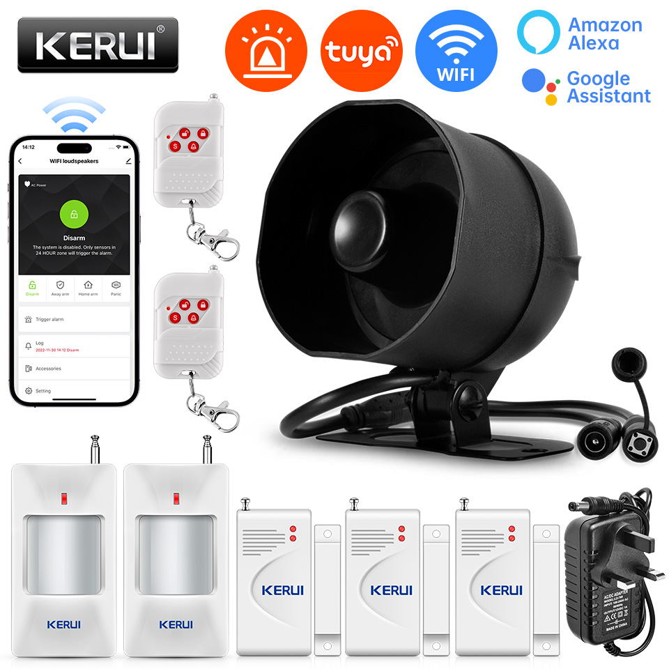 Home Security Diy - KERUI 120dB ระบบเตือนภัยไซเรน WiFi Tuya สมาร์ทลําโพง
