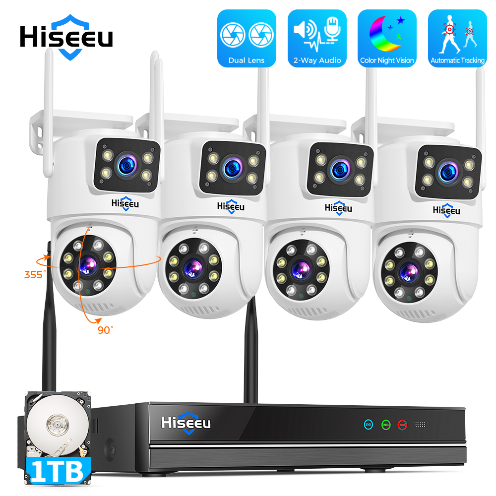 Home Security Monitoring - ชุดกล้องวงจรปิด Hiseeu 6MP WiFi แบบเลนส์คู่ ระบบความปลอดภัย
