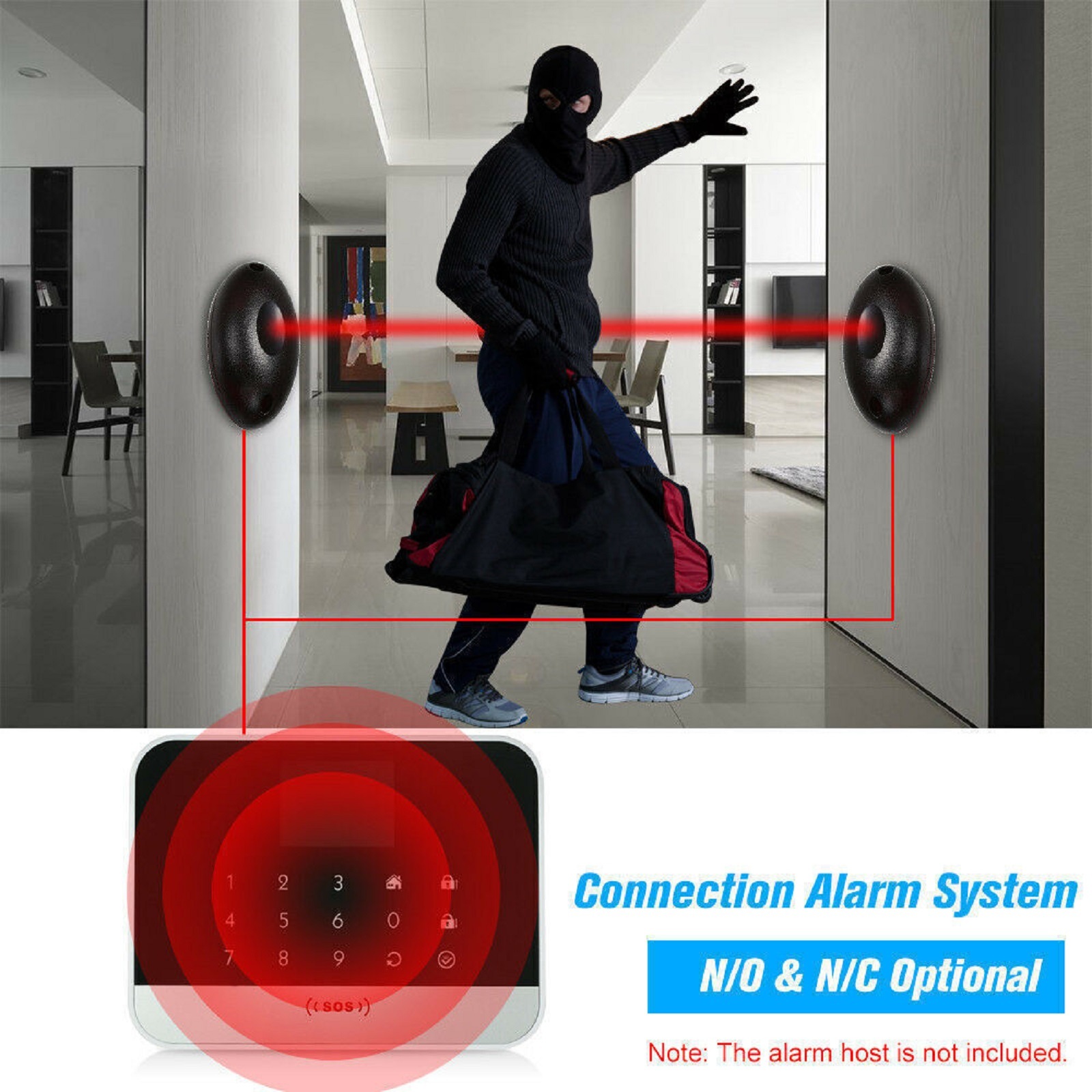 Home Security Laser System - เครื่องตรวจจับสิ่งกีดขวางเลเซอร์อินฟราเรดลำแสงเดียวกันน้ำ20เมตรระบบเตือนภัยกันขโมยความปลอดภัยในบ้าน