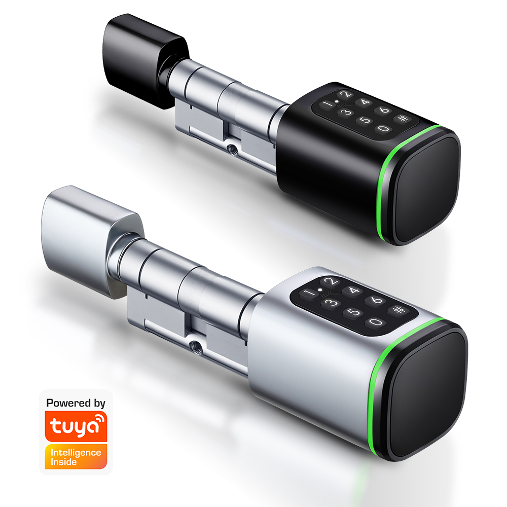 Home Security Deals - สมาร์ทล็อคกระบอก Tuya 60-90 มม.บลูทูธ APP ระยะไกลลายนิ้วมือ