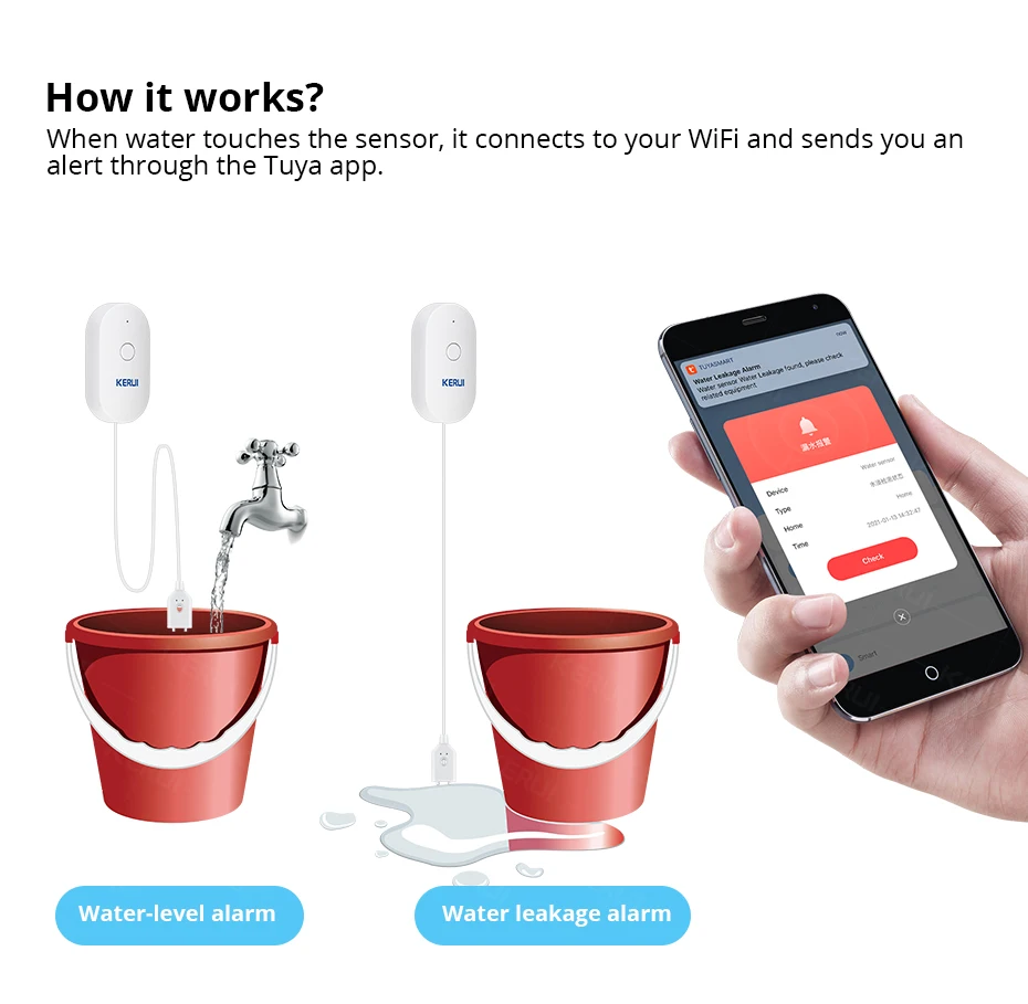 KERUI WiFi Water Sensor สมาร์ท - Home Security Monitoring บทวิจารณ์และราคา