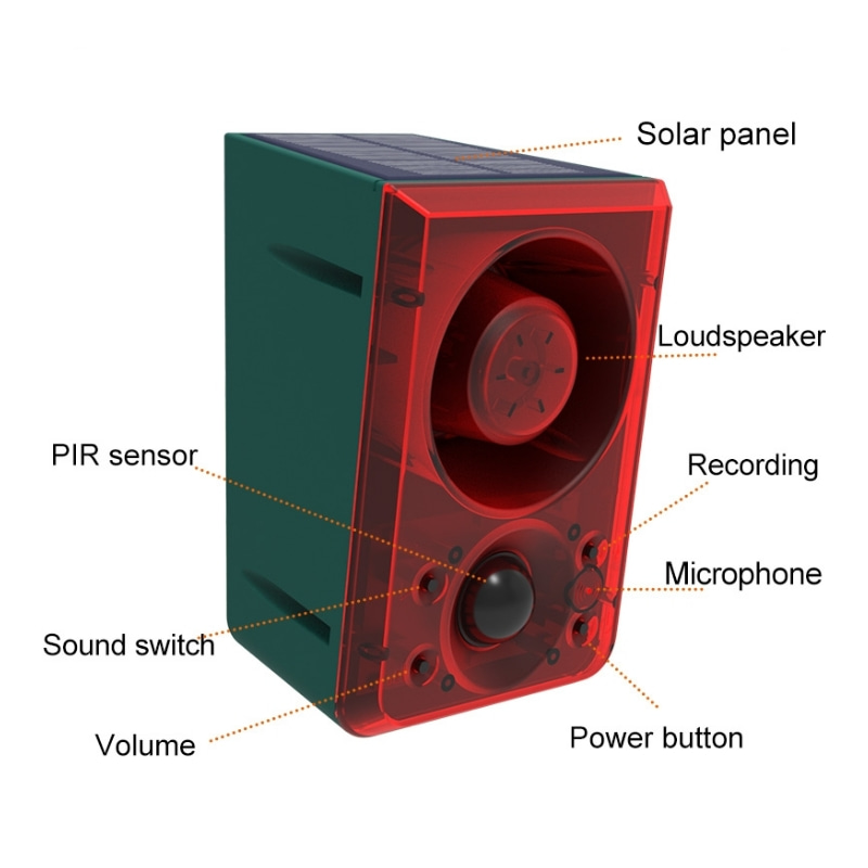 Outdoor Solar Motion Sensor Al - Home Security Siren บทวิจารณ์และราคา